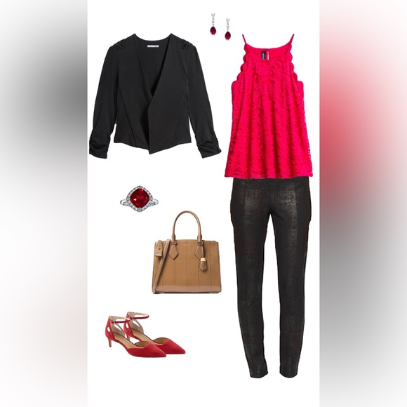 Red lace Fortune and Ivy top - Picture 7 of 9